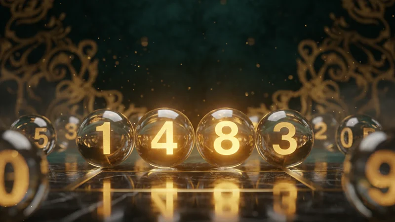 Singapore 4D lottery balls in golden light with glowing winning numbers and gold confetti